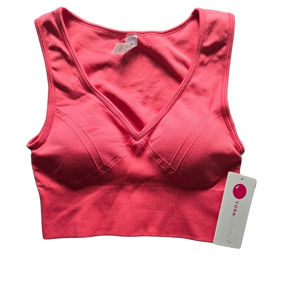 Yogalicious SMALL Coral Sleeveless Crop Top - Picture 1 of 5